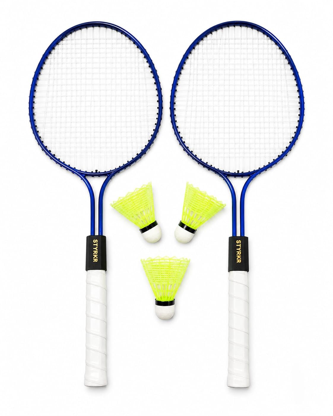 STYRKR Badminton Racket Set for Kids & Beginners | 2 Badminton Racquets with 3 Nylon Shuttlecocks | Lightweight Steel Frame, Strong Nylon String & Comfortable Grip | Indoor & Outdoor Sports Kit | Blue-image-43