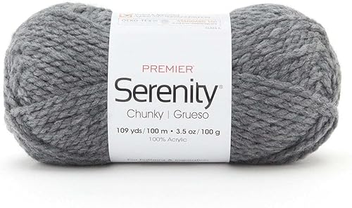 Premier Serenity - Sólidos gruesos, acrílico, peso voluminoso, tejido rápido, 700-41 humo