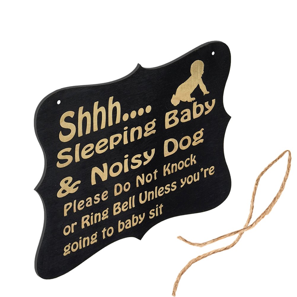 Baby Sleeping Sign - 'Shhh' Do Not Disturb Door Hanging, Wooden Decorative Sign For Nursery Or Front Door - View #9