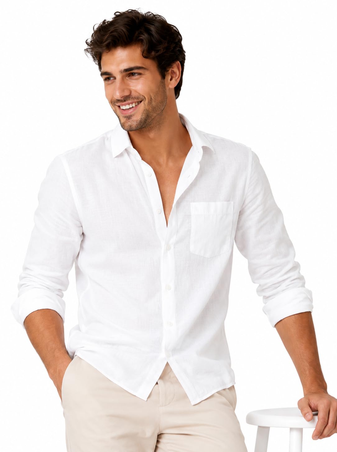 YOUTH FIRST INDIAN Youth First Men's Cotton Blend Casual Shirt White - Image 1