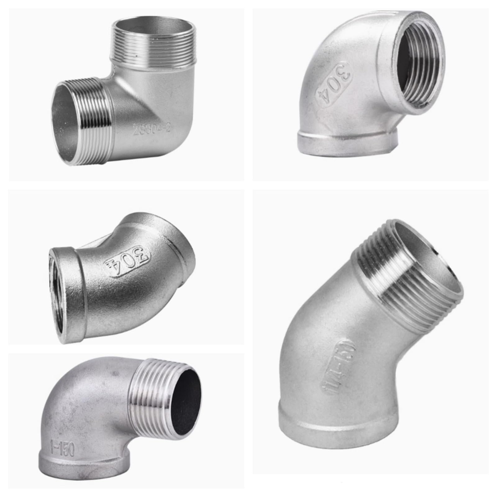 Acoplamiento de tubería roscada M+F en ángulo de 45/90 grados de acero inoxidable 304 M+F DN8 DN15 DN20 DN25 (negro, otros_2,5 cm)