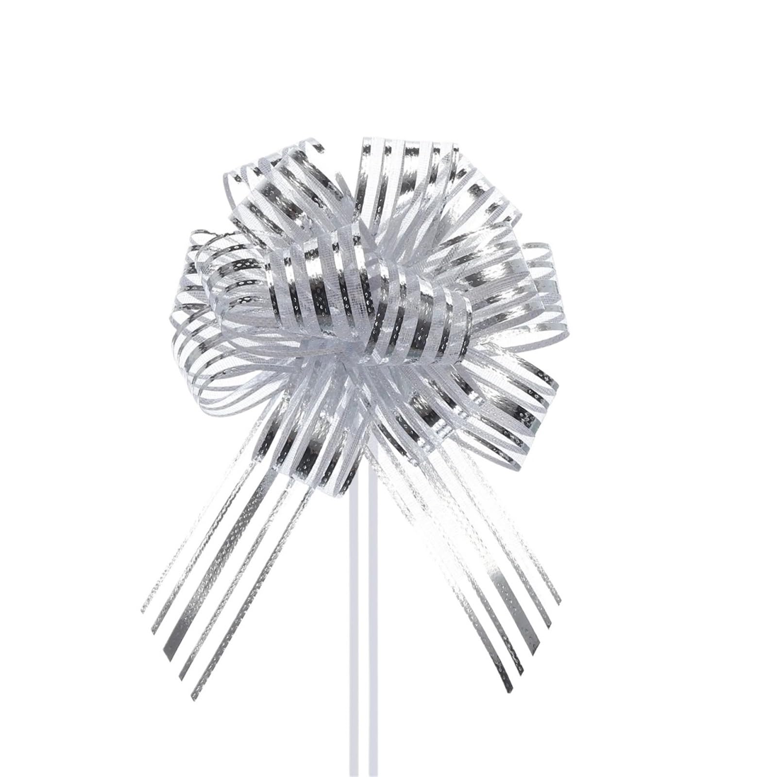 Xinglongs Bows & Ribbons 30pcs 6 Inch Large Organza Pull Bow Metallic Chiffon Gift Wrapping Bows Ribbon for Wedding Presents Baskets Christmas(Silver)