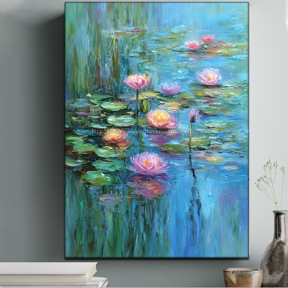 awitufhgp Monet Nature Style Canvas Wall Art, Water Lilies Canvas Claude Monet Art, Impressionism Painting, for Living Room Office(60x80cm/24x31in(WxH)/No frame)