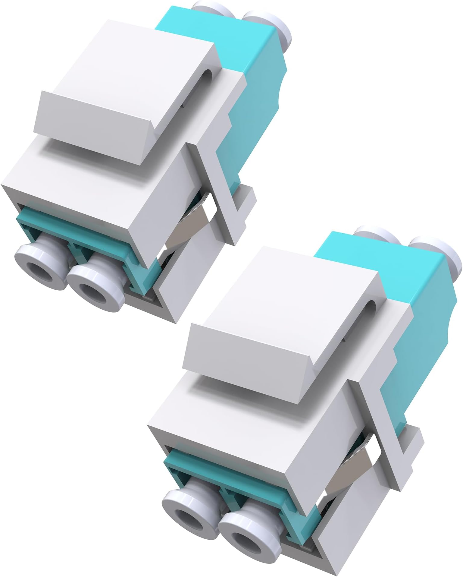 Duplex 2-Pack LC Fiber Optic Keystone Coupler Jack, UPC, Duplex Compatible, LC to LC Multimode Fiber Coupler, for Fiber Wall Plate, Surface Mount Boxes