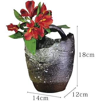 Amazon.co.jp: 信楽焼 花器・花入 (手桶石ハゼ) : ホーム＆キッチン