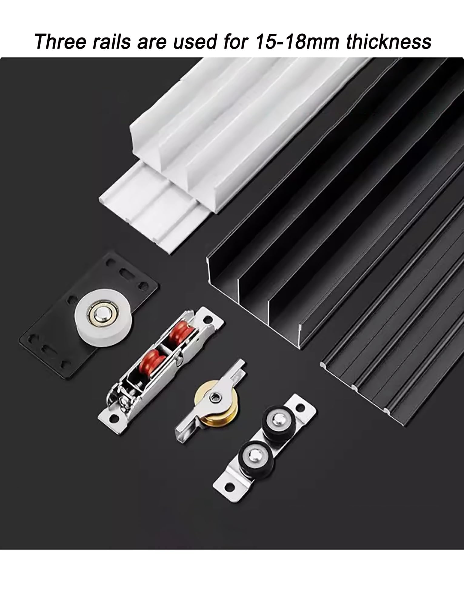Triple Track Sliding 80 cm Adjuble Black & Milk H Idealny do drzwi szafy Gładka konstrukcja