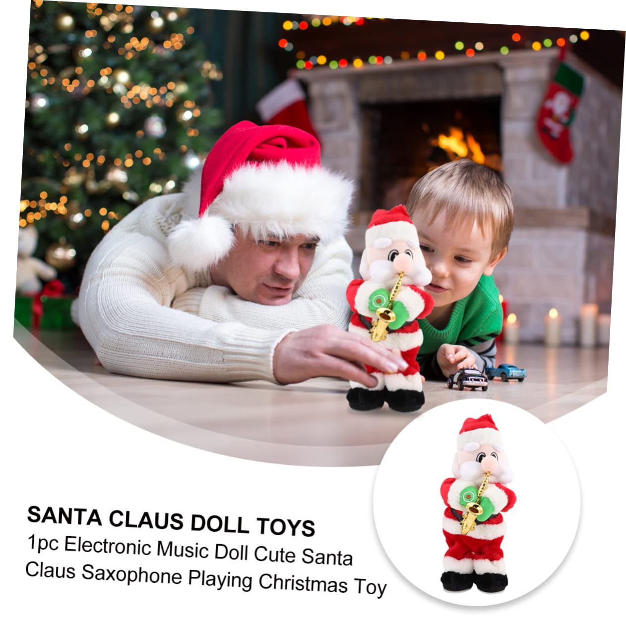 BESPORTBLE Juguete de Papá Noel Musical Saxofón Adorno Navideño para Fiesta de Navidad Muñeco Navideño de Papá Noel