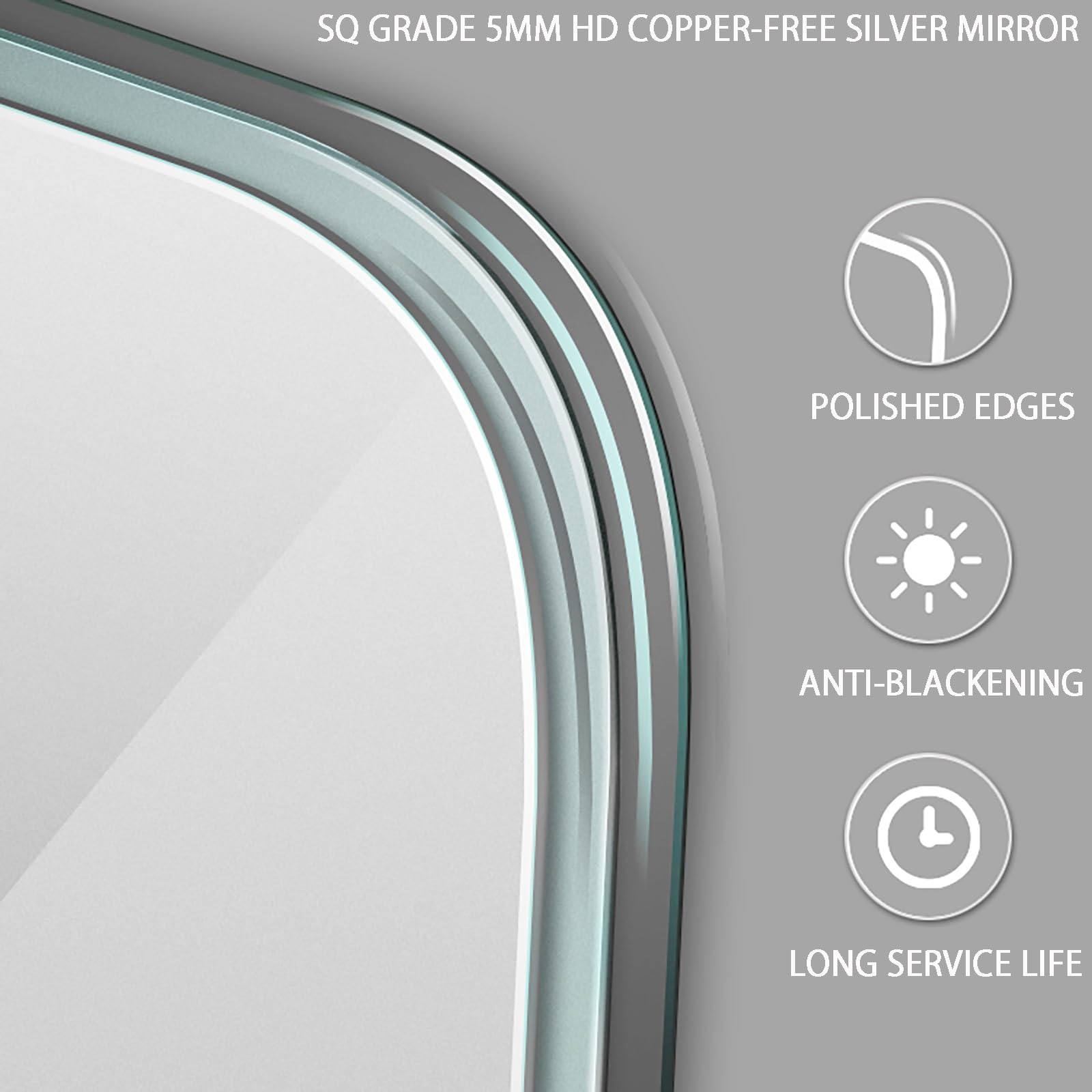 Smart Lustro łazienkowe z podświetleniem LED, półokrągłe lustro ścienne, bezramowe lustro ścienne, 50/60/70/80 cm, odbicie HD, regulacja jasności, elegancki nowoczesny wystrój domu i toaletka