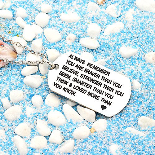 Lauhonmin Always Remember You Are Braver/Stronger/Smarter Than You Think Pendant Necklace Family Friend Gift Unisex (Style B Stainless Steel) #TOP3