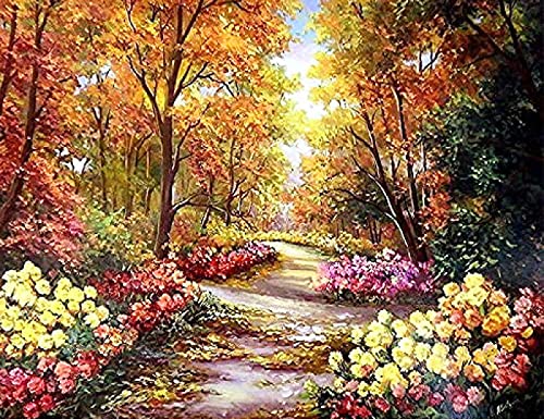 Kit broderie point de croix imprimé 11CT fleurs arbres 40x50 pour débutant