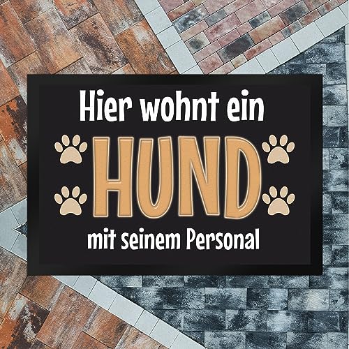 trendaffe - Fußmatte Hier wohnt EIN Hund mit seinem Personal