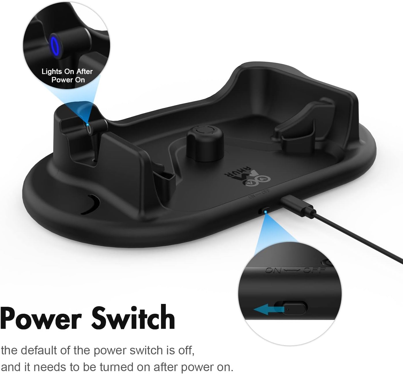 AMVR Charging Dock for Oculus Quest 2, Headset Display Stand and Touch Controllers Mount Station Holder, with USB-C Charging Cable (Black)