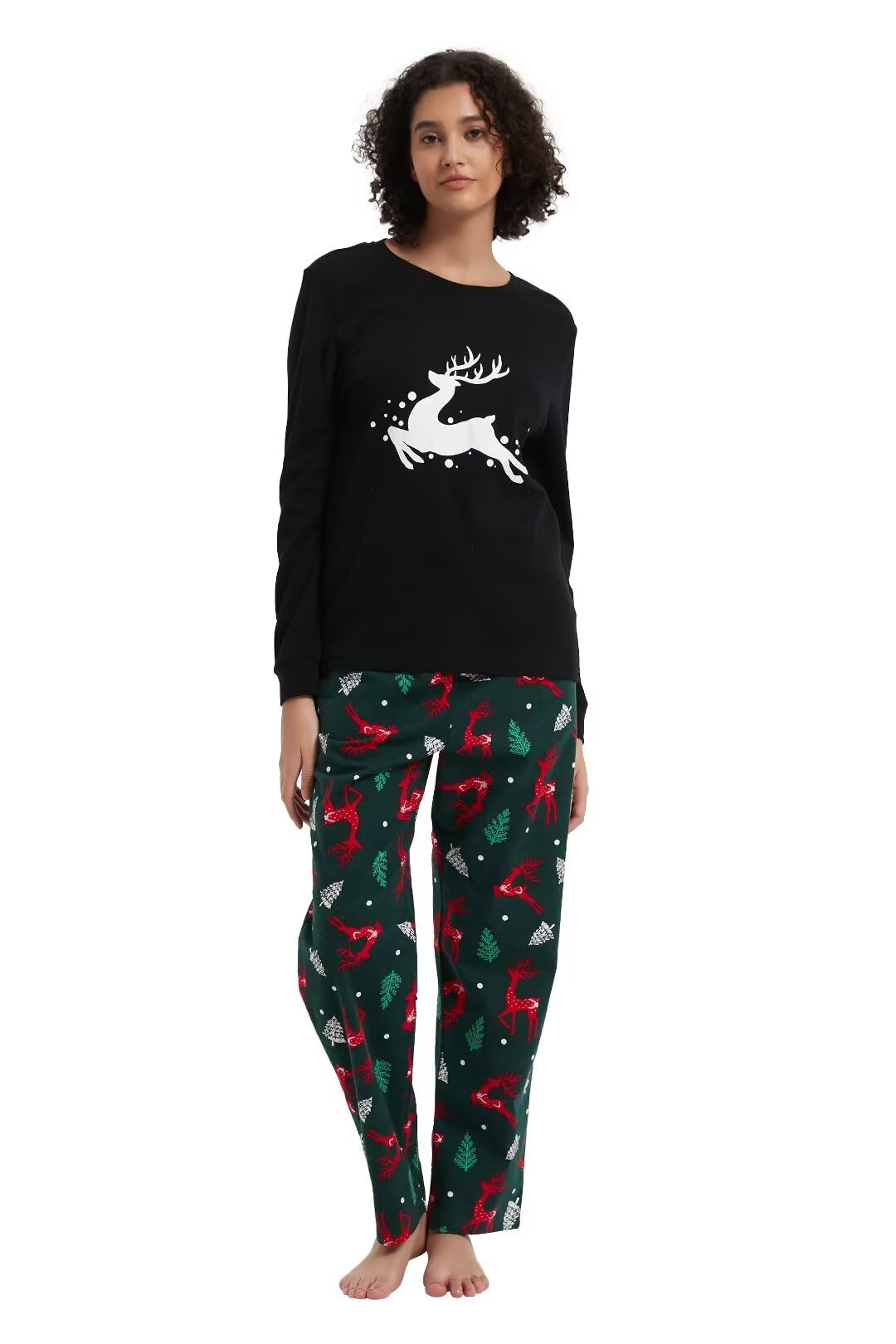 GLOBAL Pigiama Donna FlanellaDonna Pigiami Cotone Maniche Lunghe Pigiami Due Pezzi da Donna Pjs Confortevole Sleepwear Caldo Morbido