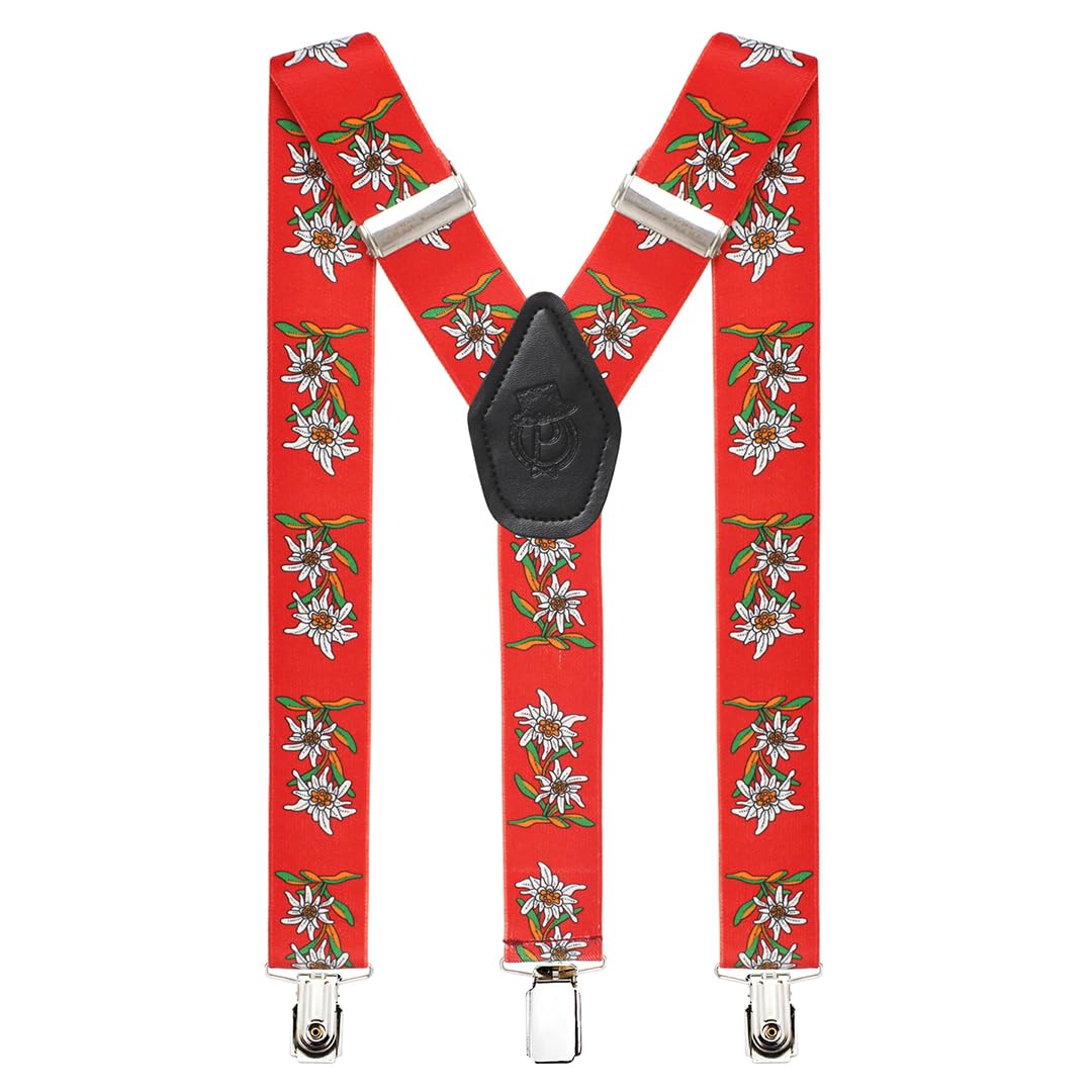 peluche Floral Fun Red color suspender for men | FreeSize - 3.5cm width and 110cm length-picture-18