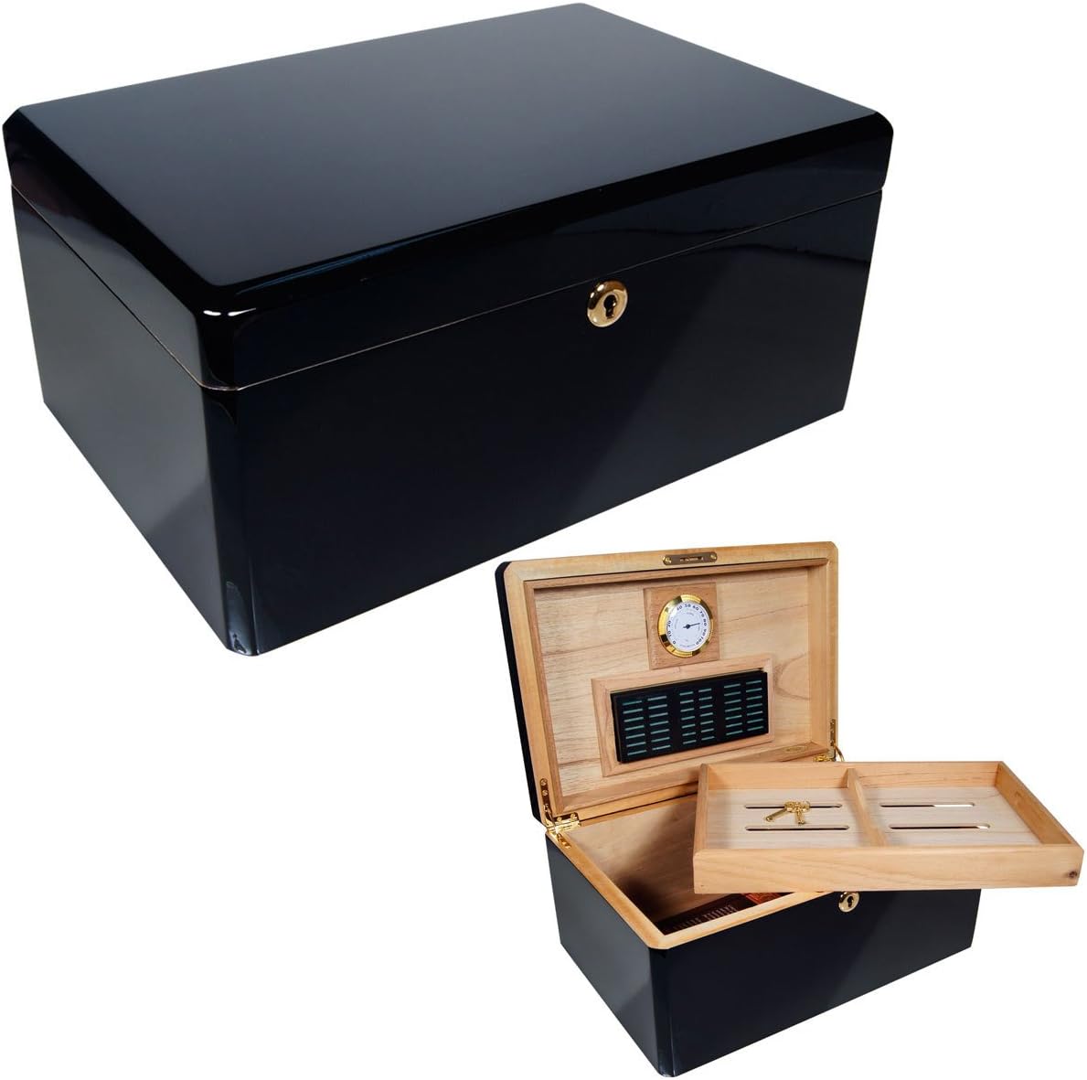New Ebony Humidor Cuban Crafters Colores Negro Humidors Box for 100 Cigars
