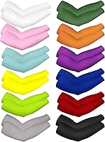 Bememo 12 Pairs Unisex UV Protection Arm Sleeves - Long Cooling Sun Cover Sleeves for Cycling, Running, Golf