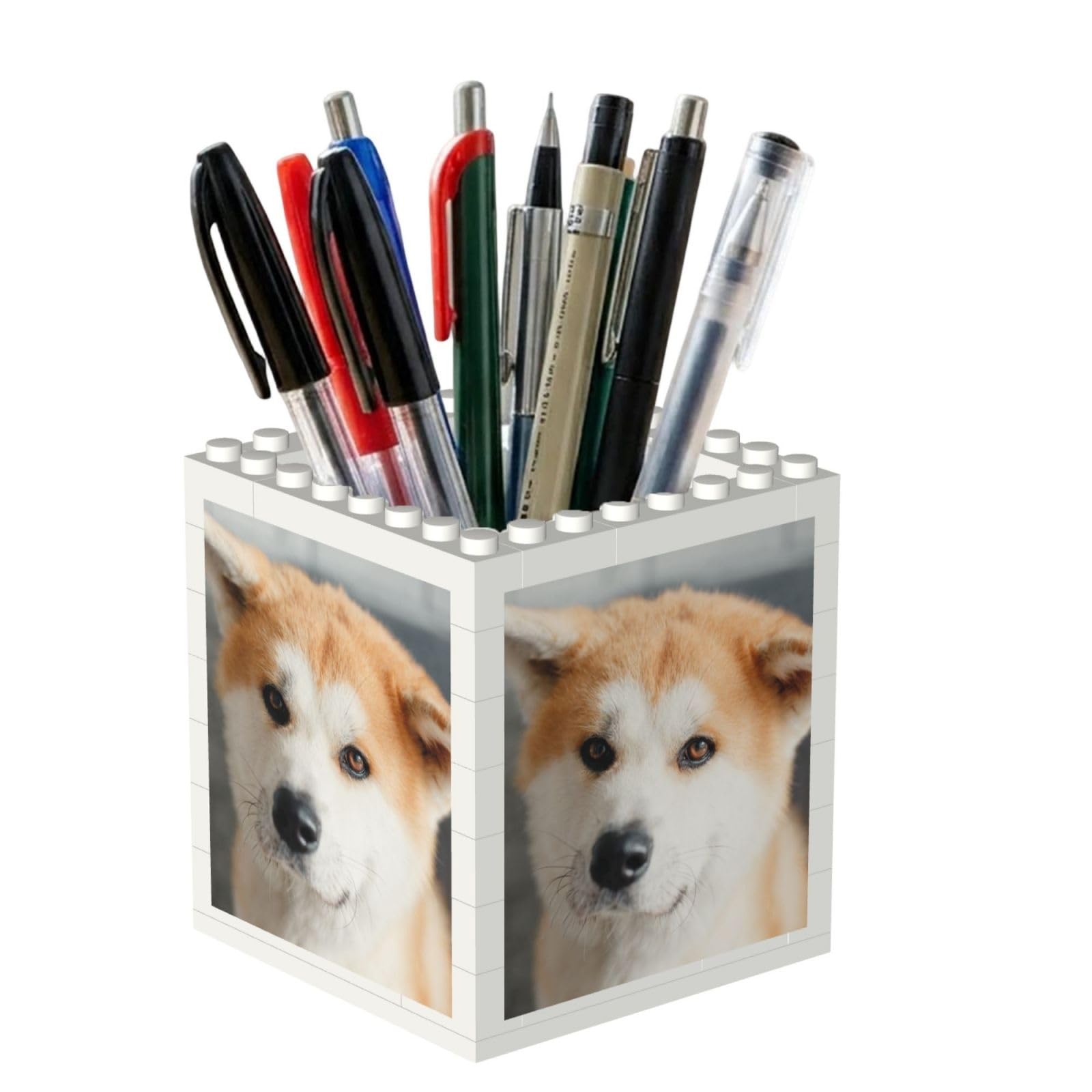 Poadnly Japanese Akita Dog Pattern, Pen Pot Pencil Holder for Office Home School, Compact Desk Organiser for Office Stationery