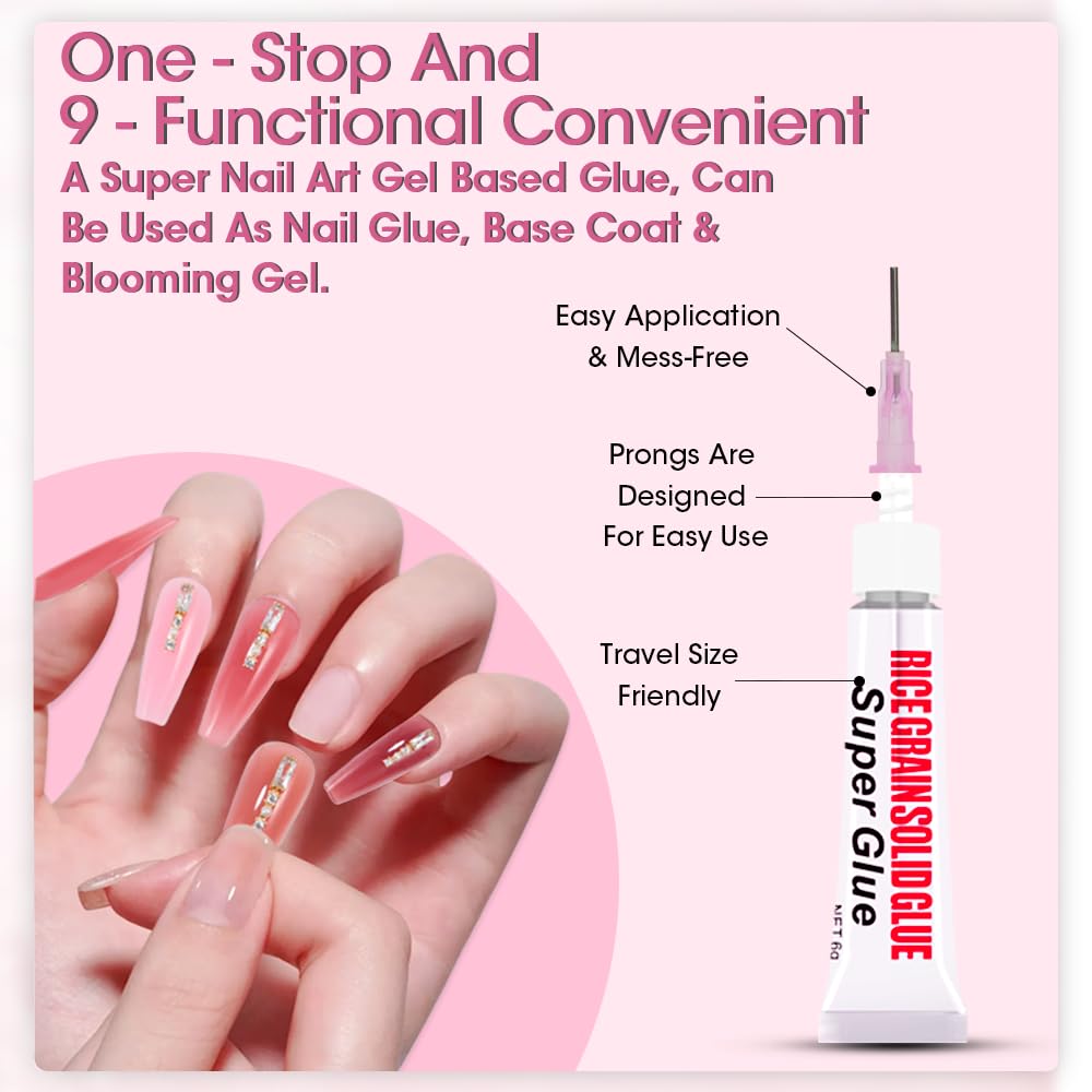 SSAL NOLAE Super Strong Nail Glue for Press On Nails- Salon Quality for Acrylic, Fake Nail Tips. Quick Dry, Long Lasting, No UV Lamp, Dehydrator or Primer Needed-6ML