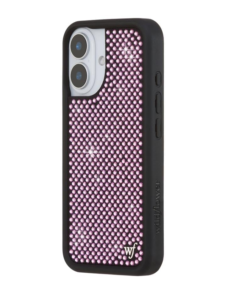Image of Wildflower Cases - Compatible with iPhone 16 | Protective Black Bumper, 6.5ft Drop Test Certified, Women Owned Small Business | Trendy Sparkle New Cute Diamond | Rhinestone Collection - Pink