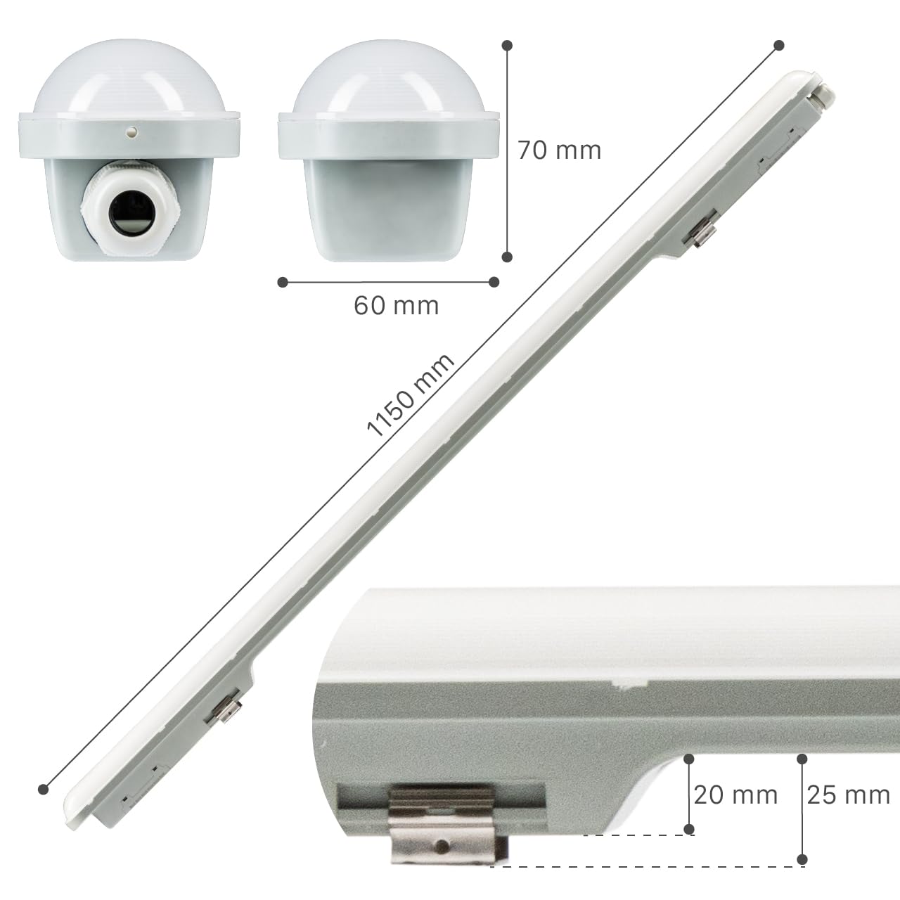Proventa LED Feuchtraumleuchte 120cm IP65 – 3er Pack neutralweiß 18W & 2500lm – LED Wannenleuchte für Garage, Werkstatt, Keller, Carport – Feuchtraumlampe 120cm mit festem Leuchtmittel