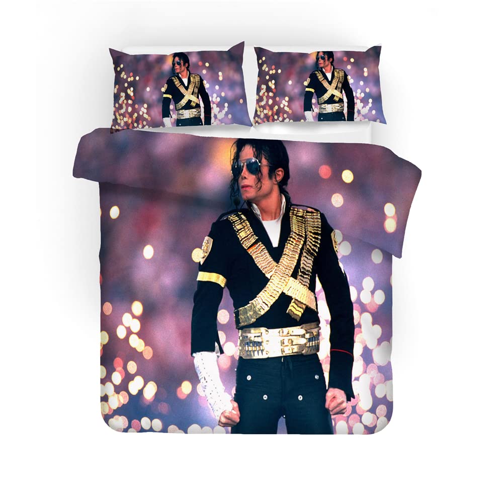 60 Algodón De Fibra Larga Michael Jackson, Idol Singer 3 Piezas 3D Graffiti Ropa De Cama Edredón Cubierta Primavera Y Otoño Edredón Simple (Estilo 05,(150x200cm)-Cama de 90)