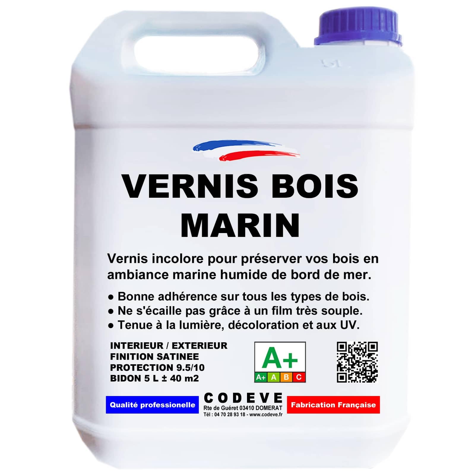 Vernis Marin Codeve Bois 5L Intérieur/extérieur Protection Bois Atmosphère Marine