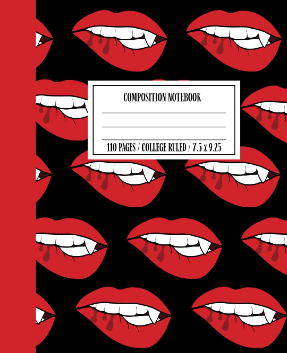 Composition Notebook: Halloween Red Vampire Lips themed notebook for adults, teens and kids, classy, vintage, cute, aesthetic, college ruled