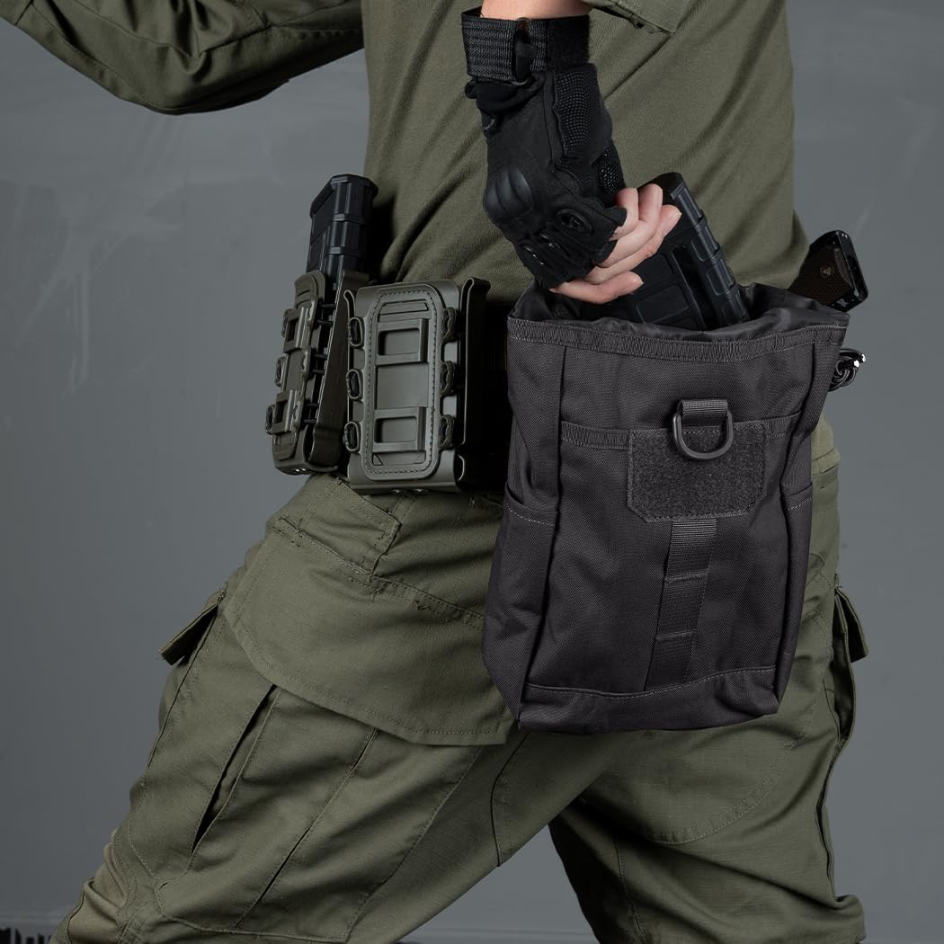 IDOGEAR Molle Dump Pouch Tactical Pouches Roll-up Drawstring Mag Pouches Foldable for Battle Belt Vest Plate Carrier Backpack Utility Folding Dump Pouch Waist Bag