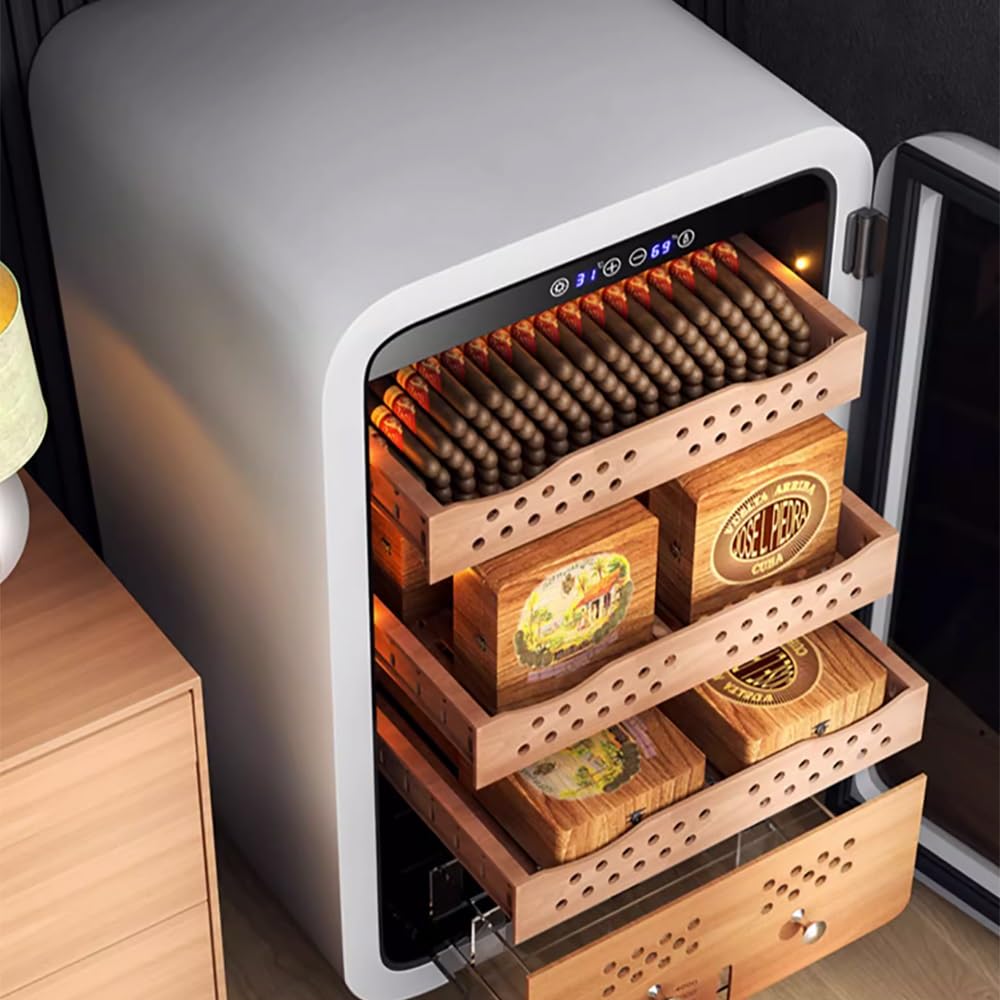 Cave à Cigares électrique , 500 Cigares Avec Refroidissement, Chauffage Et Contrôle De L'humidité, 6 Couches De Cèdre Espagnol Et Double Miroir, Cadeau Pour Homme | CA