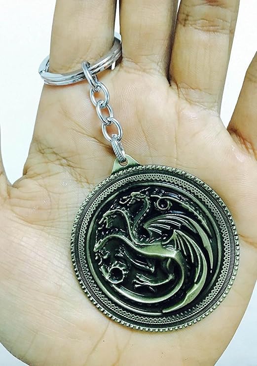 Image of Metallic Game Of Throns Gothic Dragon Fire And Blood Keychain