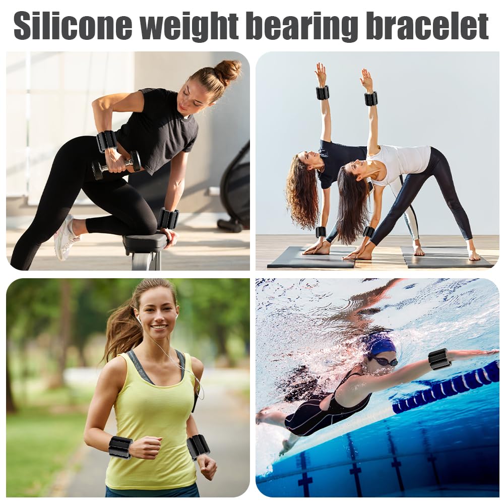 TOPESCT Verstelbare polsgewichten, set van 2 (elk 0,5 kg) | Draagbare pols- en enkelgewichten armband voor yoga, dans, barre, pilates, cardio, aerobics, wandelen (roze) (0,9 kg/elk, zwart