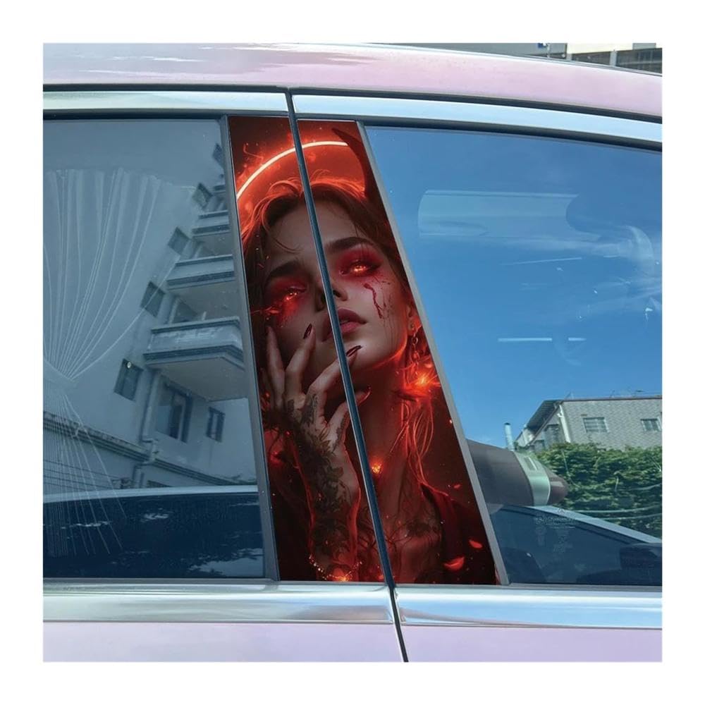 Body Parts 2pcs Car Center Pillar Sticker Tattoo Sister Auto B-Pillar Waterproof Protective Film(B)