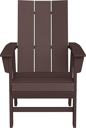 Miniatura 3 de WestinTrends Ashore - Silla de comedor para patio al aire libre HDPE de plástico estilo Adirondack, color marrón oscuro