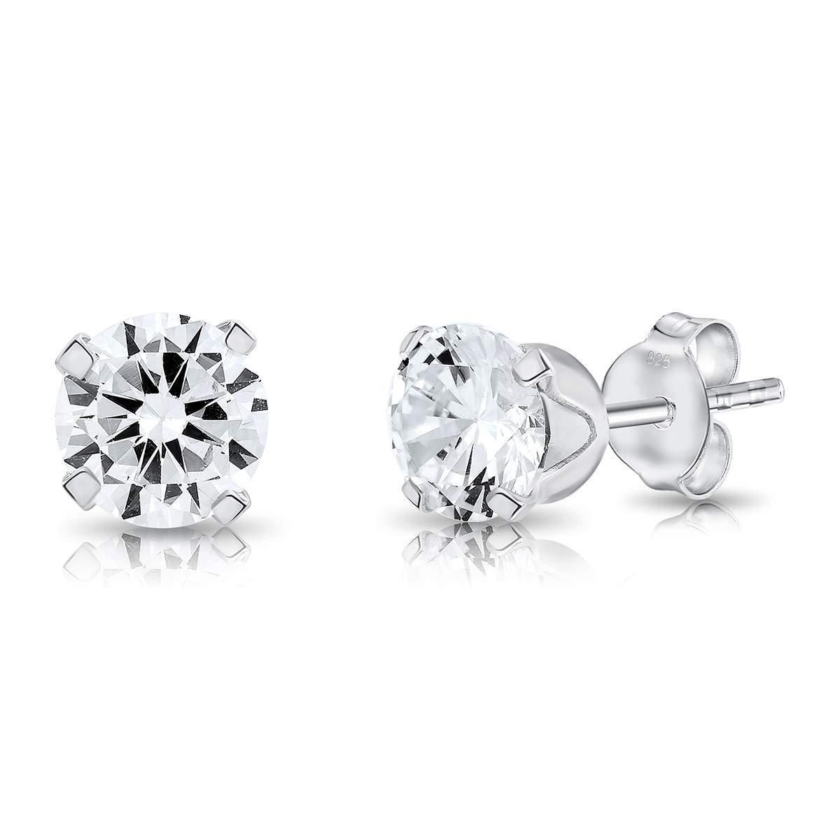 DTPsilver Pendientes Pequeños Plata de Ley 925 y Circonitas - Pendientes Mujer Brillantes - Pendientes Diamante Hombre Mujer - Aretes Pequeños Plata y Zirconia - Diámetro 2, 3, 4, 5 o 6 mm
