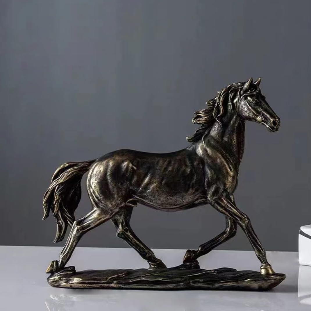 Latemeia Golden Horse Statue, Elegant Horse Figurines Sculpture For Home Decor, Chinese Zodiac Animals Art Decor For Office Desk, Bookshelf, Or Mantel, Statues Home, Figurines