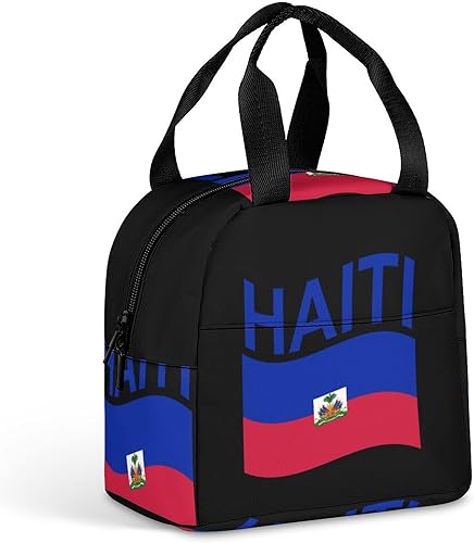 Lonchera con la bandera de Haití para mujeres y hombres, bolsa de almuerzo aislada, reutilizable, bolsa de almuerzo