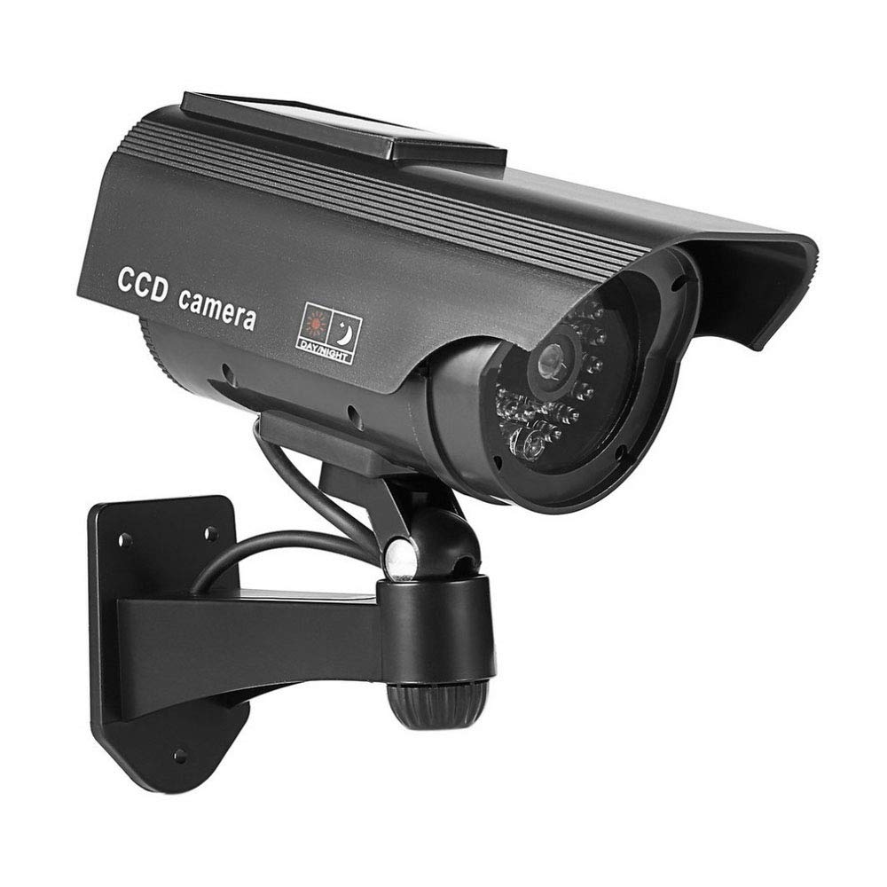 ELEAR™ 4 X Énergie solaire noir Fausse sécurité fictive Caméra CCTV imperméable à l'eau IR LED Surveillance intérieure extérieure