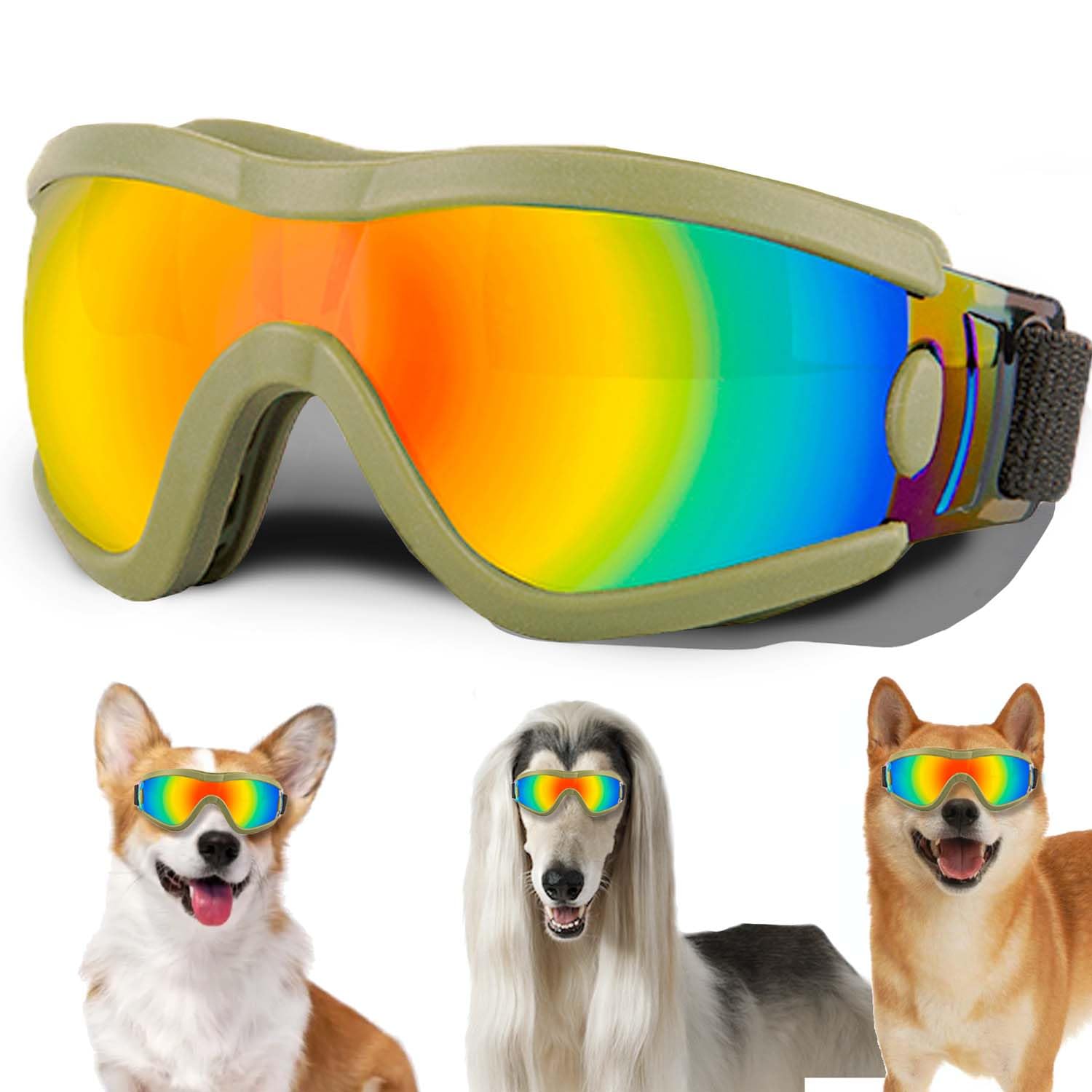 Medium Dog Sunglasses with Adjustable Strap UV Protection, Winproof Puppy Sunglasses