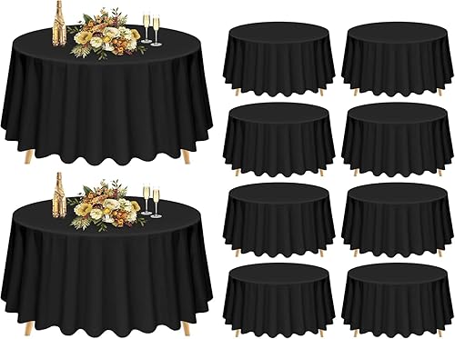 Miniatura 230 de Pesonlook Paquete de 4 manteles redondos blancos de 90 pulgadas, mantel de poliéster para mesas redondas, mantel lavable, resistente a las manchas