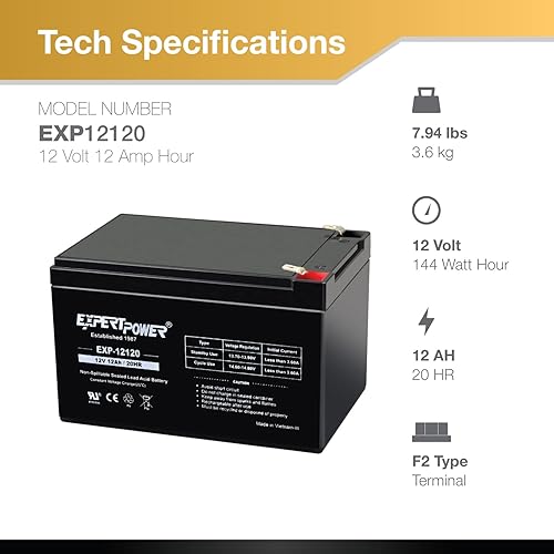 Miniatura 3 de ExpertPower Batería compatible con 12V 12AH para scooter médico 6-DZM-12 APC - Paquete de 4