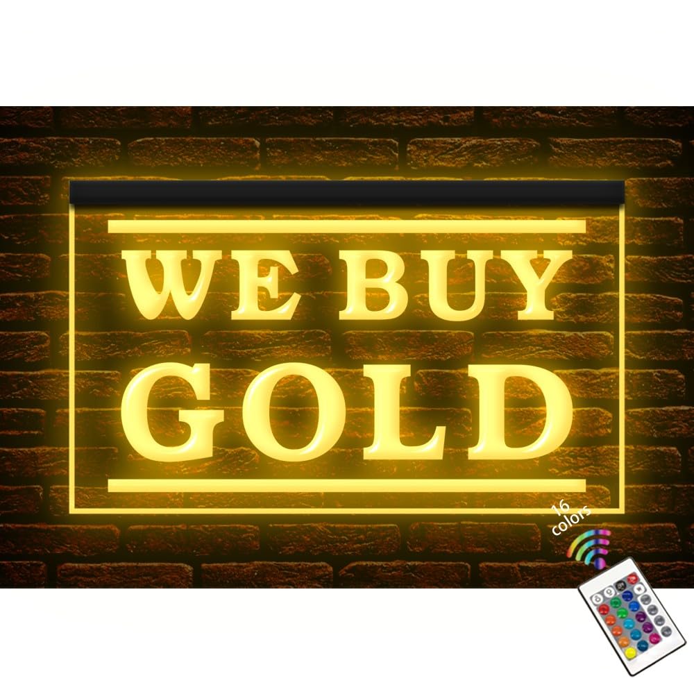 190163 We Buy Gold Jewelry Shop Store Open Home Decor Display LED Light Sign (21.5" X 12", 16 Colors By Remote)