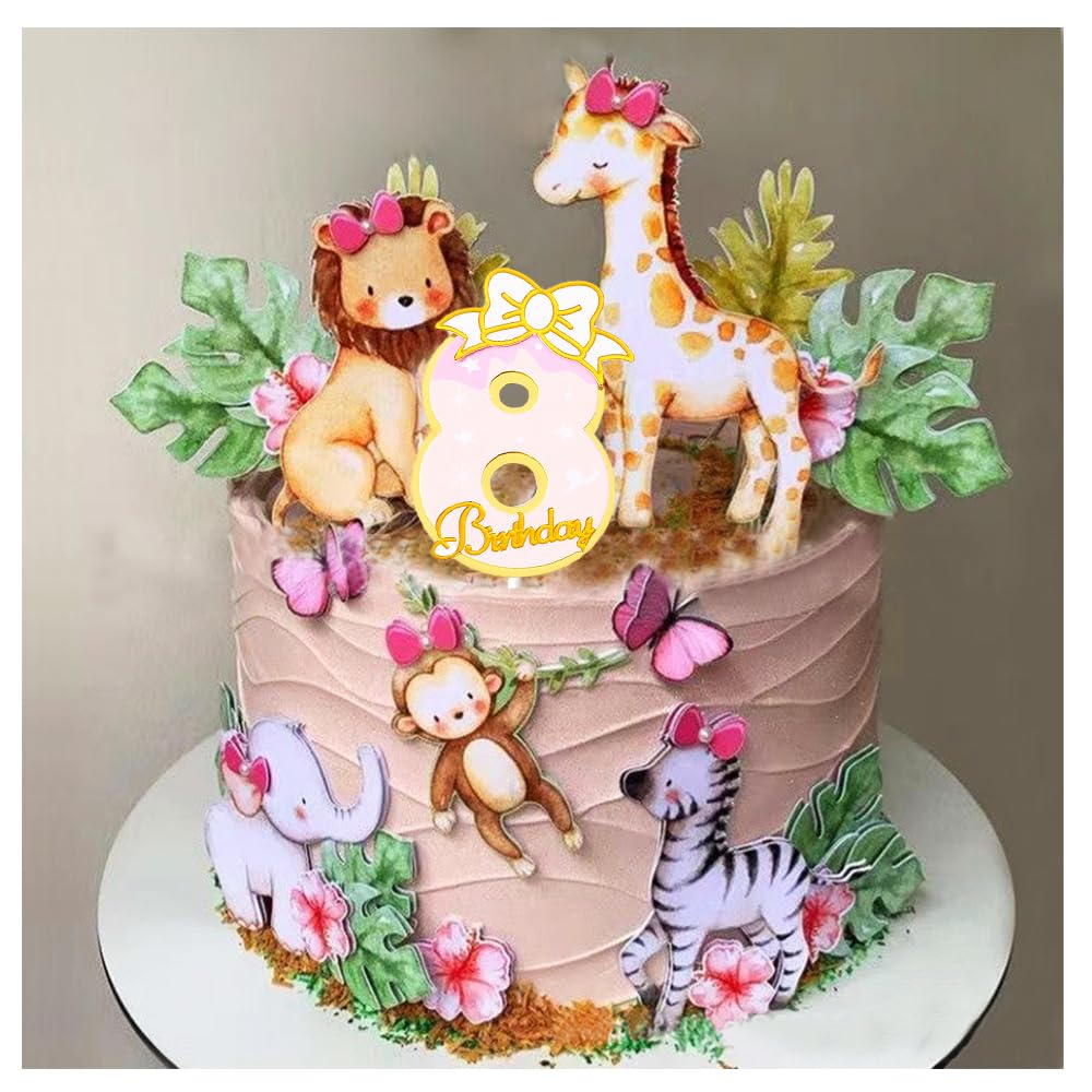 HCRXVV Taartdecoratie, bos, dieren, 5 bosdieren, figuren, 1 Happy Birthday, taartdecoratie