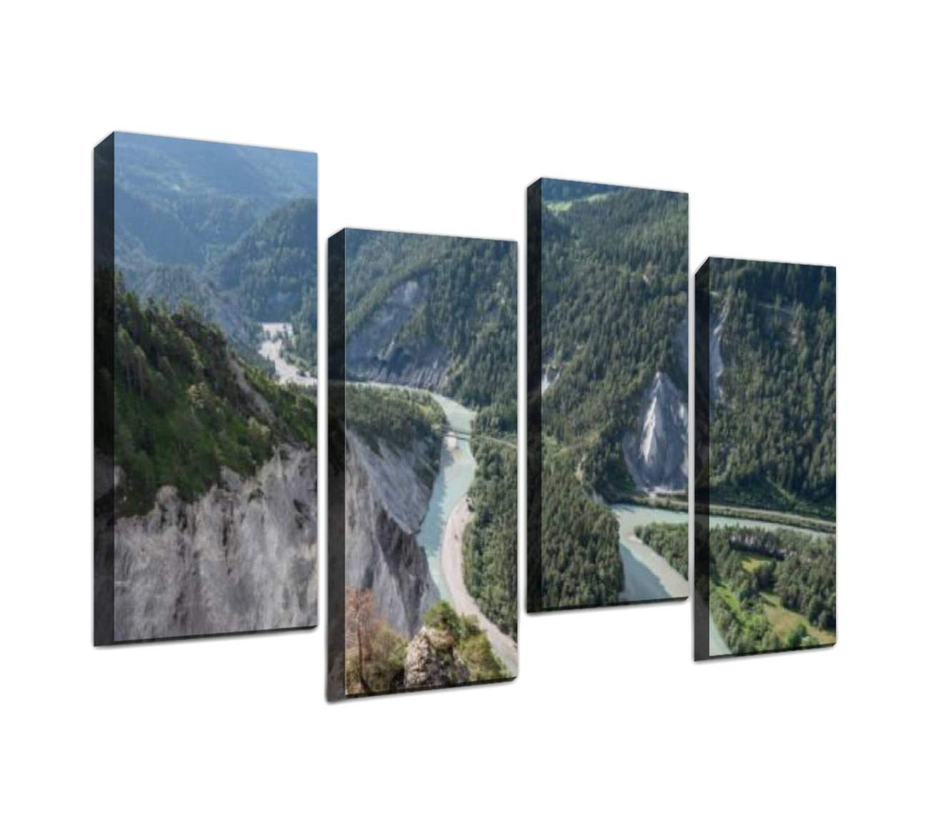 Gisas Enall 4 Piece Canvas Wall Art-Top of Rhine River Switzerland-Art Painting Posters Pictures Print Home Decor Modern Artwork for Living Room Bedroom 12x31.5inx4pcs