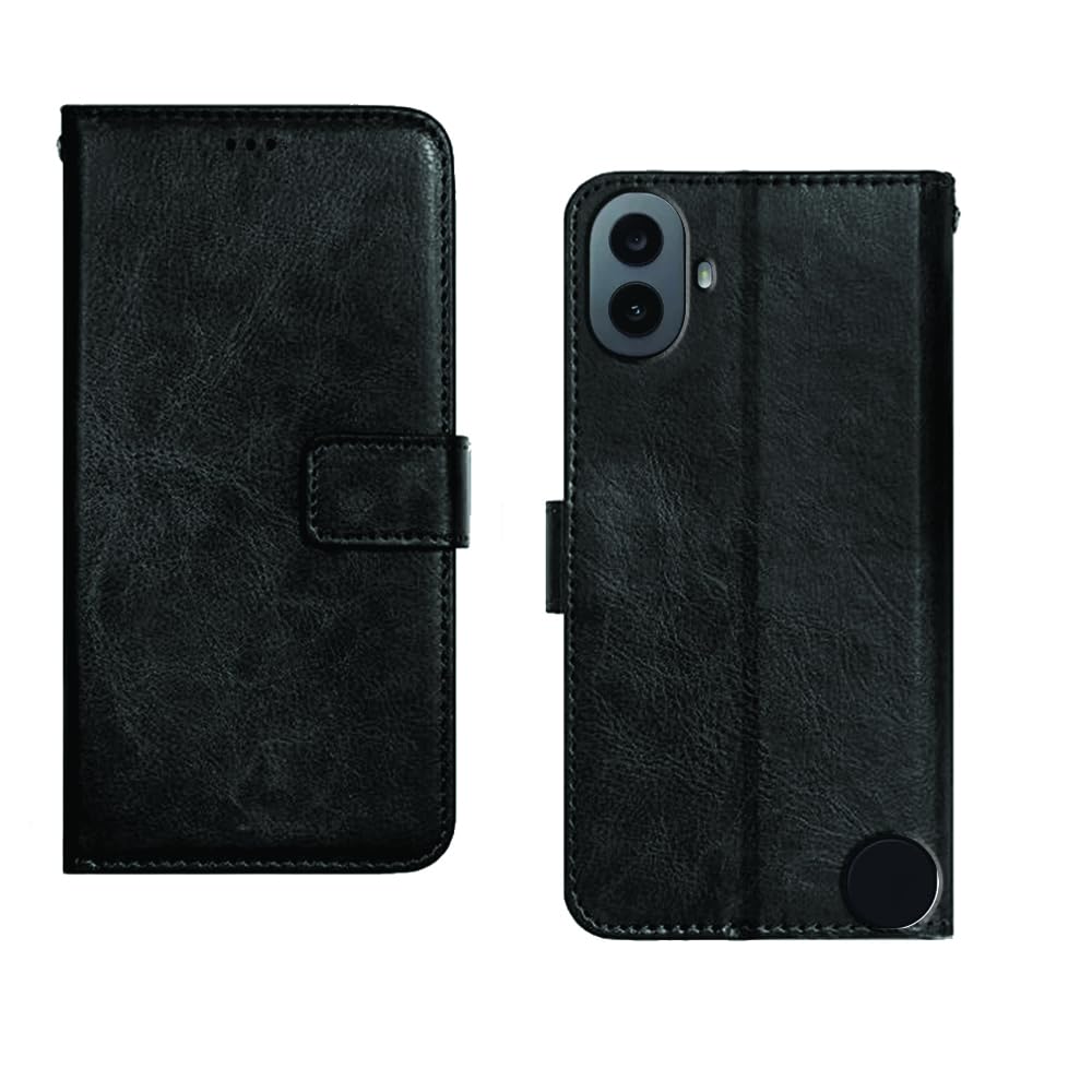 Inktree CMF by Nothing Phone 1 Flip Cover | Premium Leather Finish Flip Cover | with Card Pockets | Wallet Stand |Complete Protection Flip Cover for CMF by Nothing Phone 1 - Black (B0D9VK86MV) Amazon Price History, Amazon Price Tracker