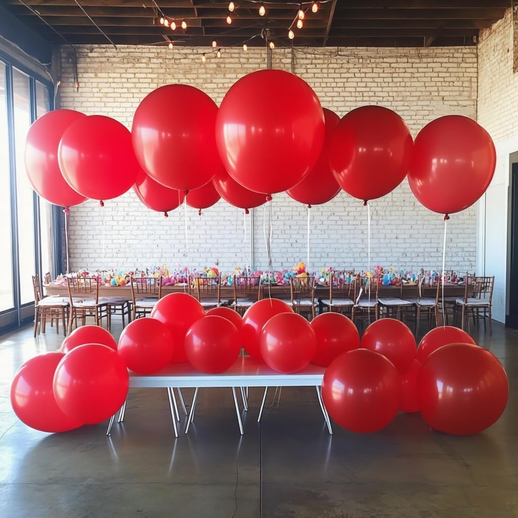 50 Pcs Red Balloons Kit 18 24 36 Multi Sizes Giant Balloon, Use for Pool Party Birthdays, Weddings, Events Party Decoration Supplies - Image 5