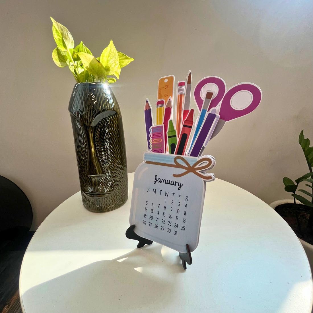 Zesta Table Calendar 2025 | kawaii calender 2025 | Desk Calendar 2025 for Office, Home and Study Accessories For Students | Monthly Calendar For Study Table (Stationery)