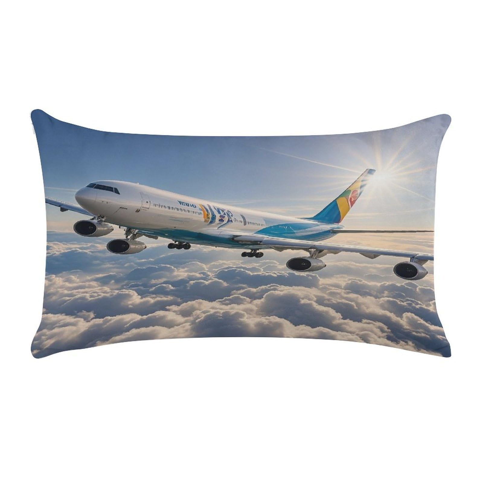 FekiLoot Airplane Throw Pillow Covers Short Plush Rectangular Pillowcase with Zipper Cozy Cushion Cases Ultra Soft Lumbar Pillow Shells for Chair Sofa Home Decor 12" X 20"