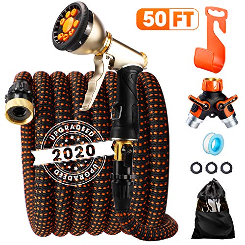 Delxo 2020 Upgrade 50FT Expandable Garden Hose Water Hose with 9-Function High-Pressure Spray