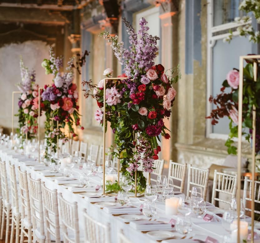 Miniatura 5 de 10 jarrones de columna de 23.6 pulgadas, centros de mesa dorados para mesa, soporte de flores de metal, centros de mesa de boda dorados para mesas,