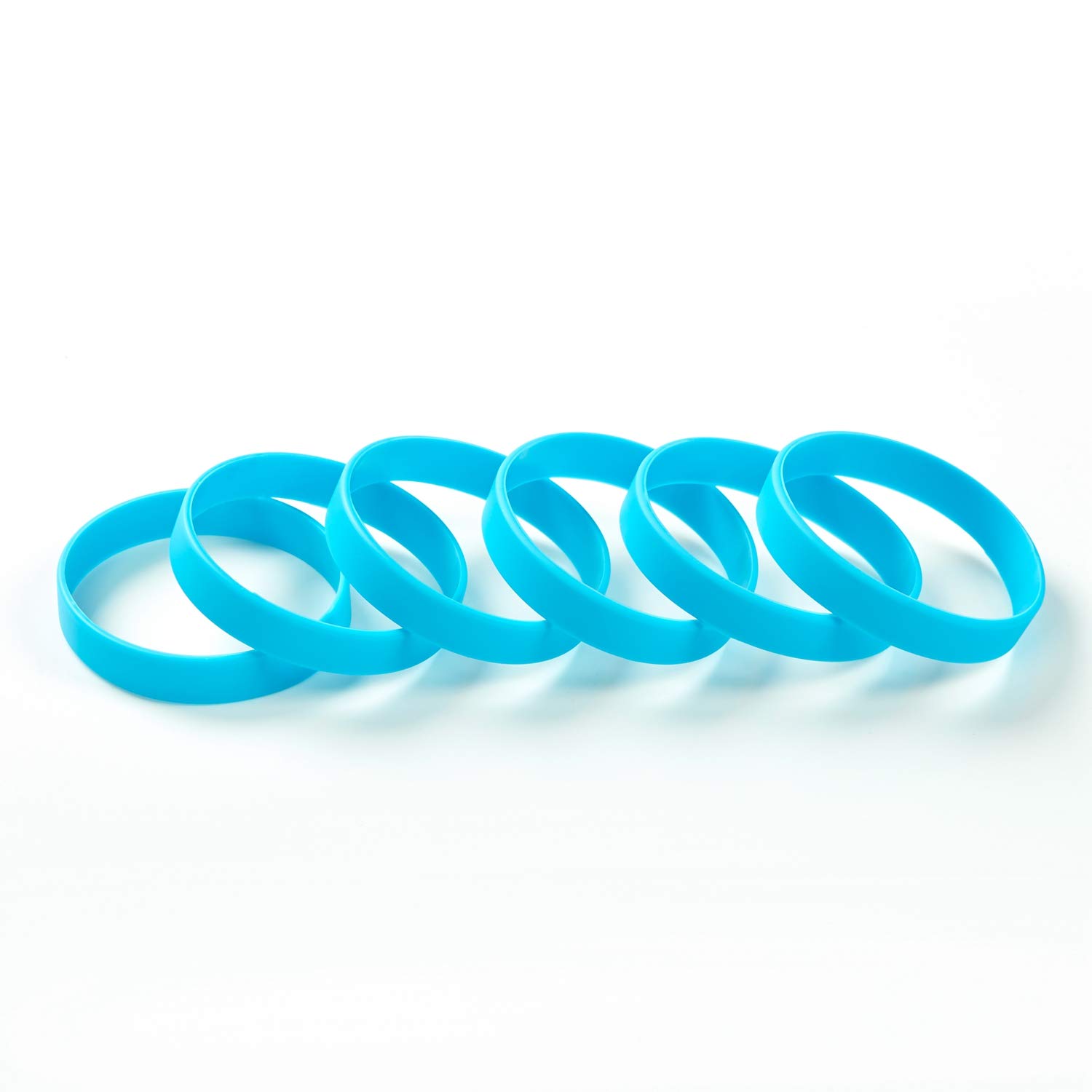 BRANDWINLITE Wholesale 6pcs/pack Single Colors Blank Silicone Wristbands Rubber Bracelets, 6pcs/Sky Blue, Youth/7“ - Image 2